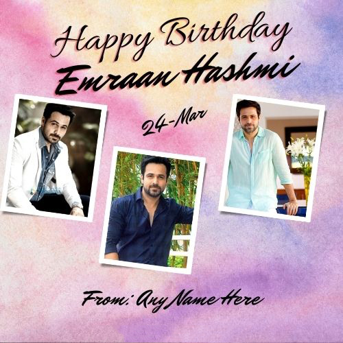 Emraan Hashmi Birthday Card with Name Custom Edit