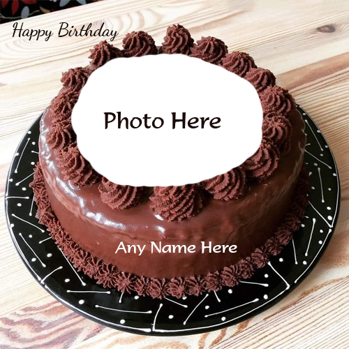 Happy Birthday Wishes Chocolate Cake with Name and Photo Customization