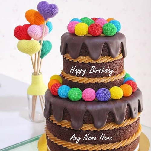 Online Happy Birthday Cake with Name Image Customization