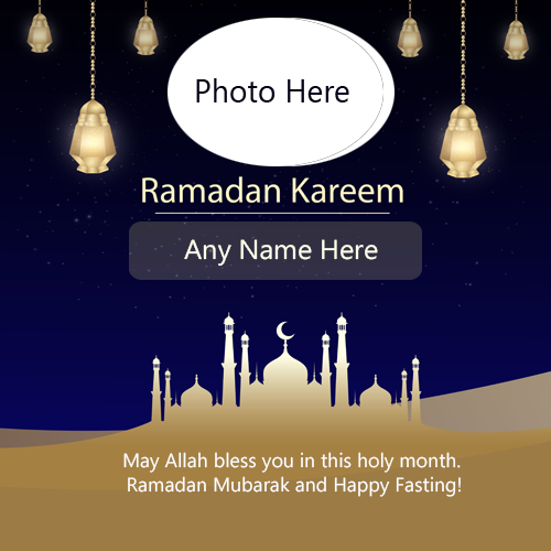 Happy Ramadan Kareem Card with Name and Photo Custom Edit