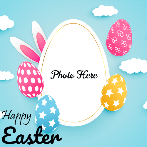 Happy Easter Day Photo Frame Wishes with Picture Customization