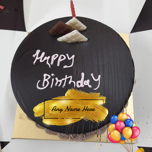 Chocolate Happy Birthday Cake with Name Image Customization