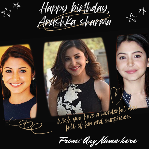 Anushka Sharma Birthday Wishes Greeting Card with Name and Picture