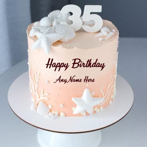 Happy 35th Birthday Cake Wish with Name Custom Editor