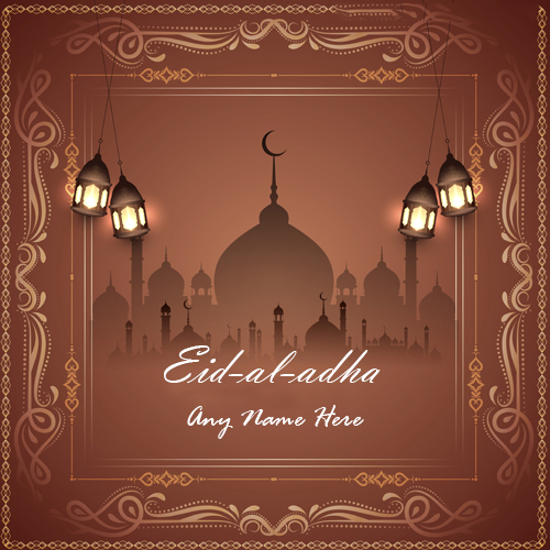 Happy Eid-Ul-Adha Wishes Card with Name Custom Editing