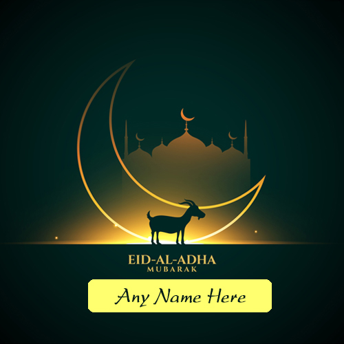 Create Eid-Al-Adha Mubarak Wishes Card with Name Customization