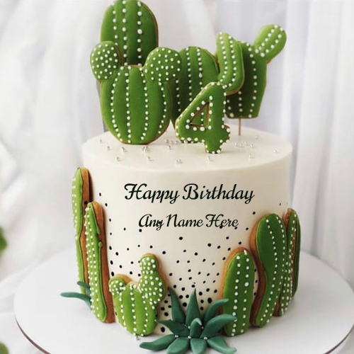 4-Year-Old Birthday Cake with Name and Picture