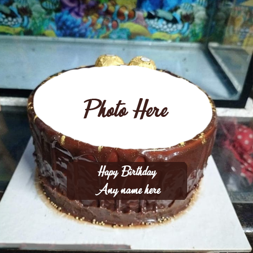 Happy Birthday Chocolate Cake with Name and Photo Custom Edit