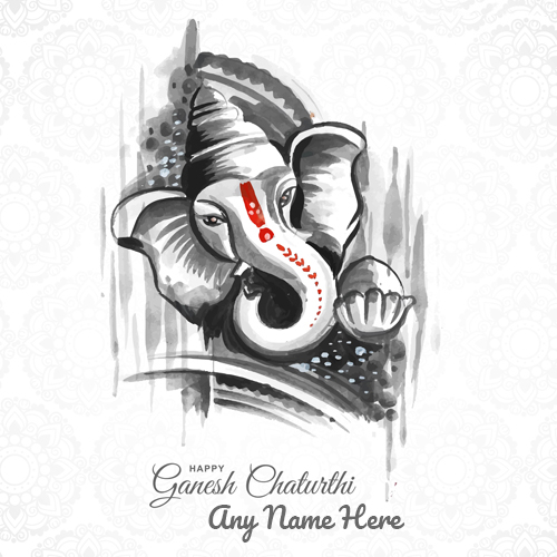 Happy Ganesh Chaturthi Greetings Card with Name Custom Editor