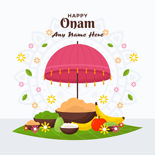 Happy Onam Wishes Greeting Card with Name Custom Edit