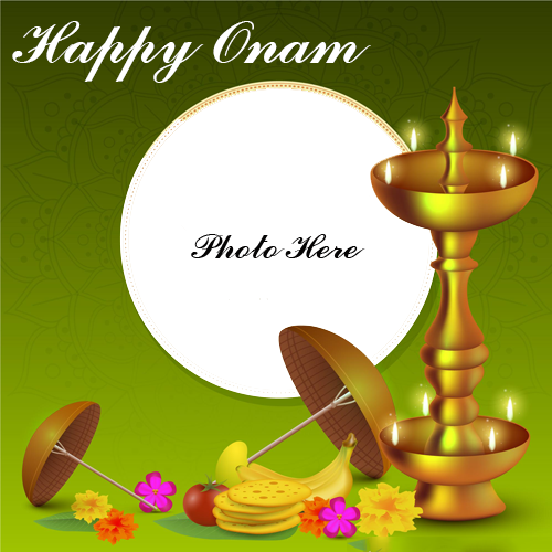 Happy Onam Wishes with Photo Frame Image Online