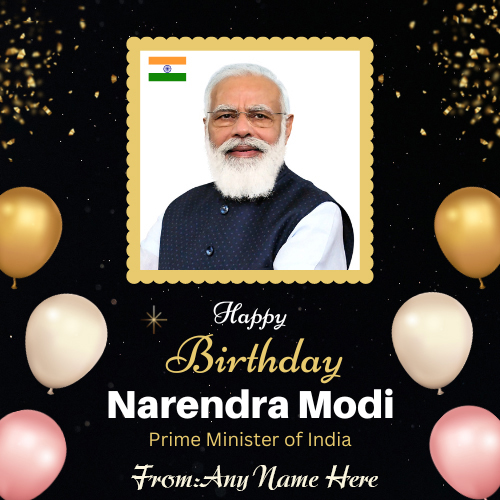 Happy Birthday Narendra Modi Wishes Card with Name Customization