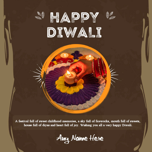 Happy Diwali 2025 Wishes Card Photo with Name Customization