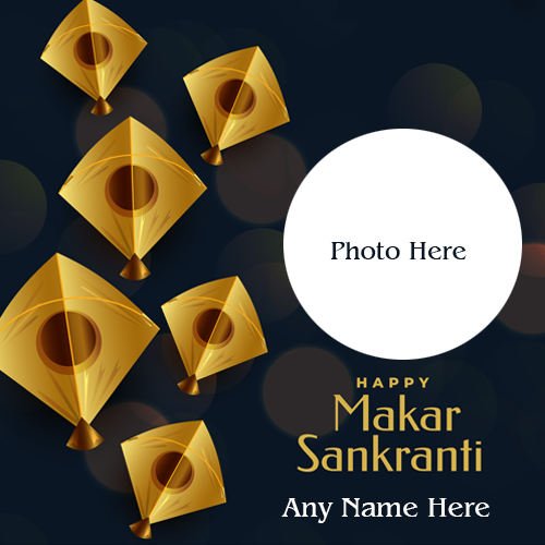 Happy Makar Sankranti Greeting Card with Name and Photo Custom Edit