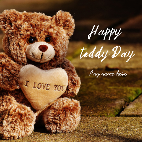 Beautiful Happy Teddy Day Card with Name Custom Edit