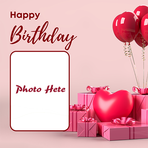 Red Balloon Birthday Card With Editable Photo And Name