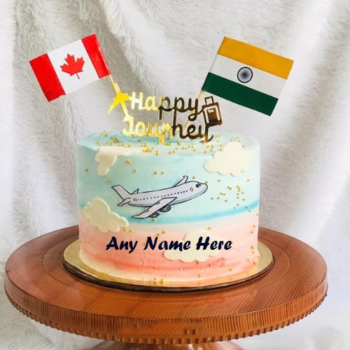 Happy Journey Cake From India To Canada With Personalized Name