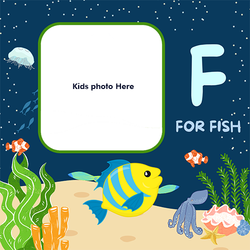 F for Fish Greeting Card with Kids’ Photo Custom Edit