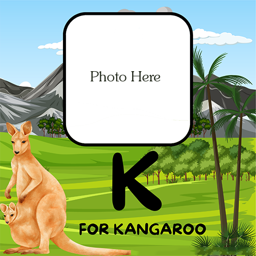 K for Kangaroo Greeting Card with Photo Custom Edit