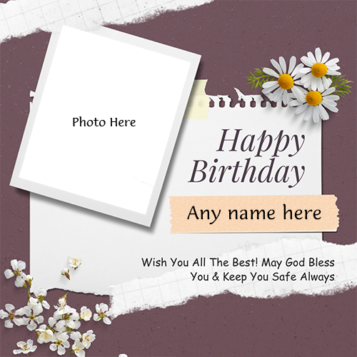 Happy Birthday Card with Name and Photo Custom Edit Option