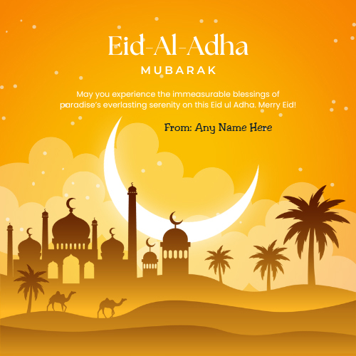 Personalized Eid Al Adha Wish Card with Name Custom Editor