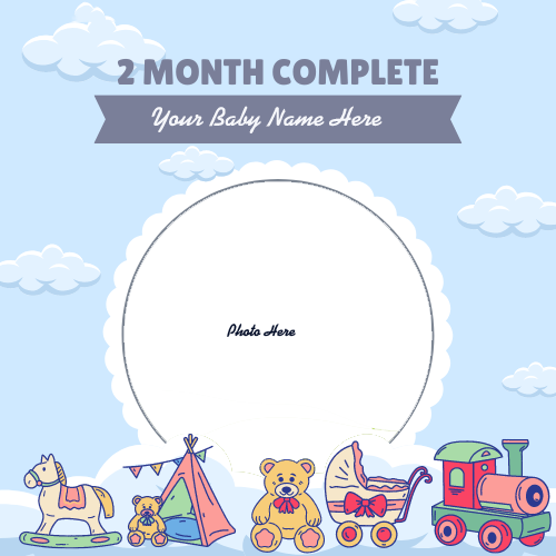 2 Months Completed Baby Card with Name and Photo Custom Edit