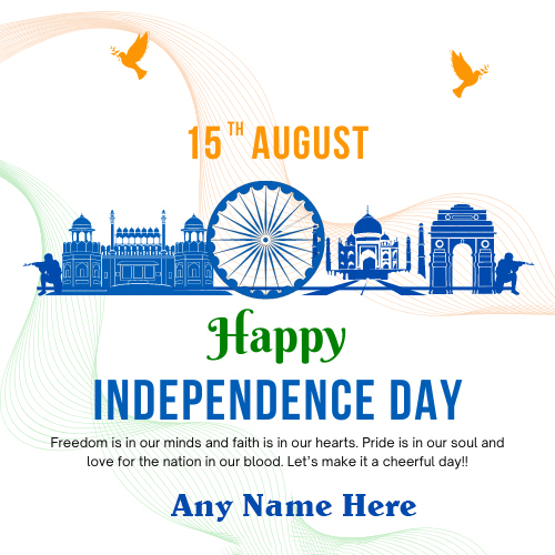 Happy Independence 15th August Greeting Card with Name Custom Edit