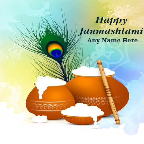 Happy Janmashtami 2025 Card with Name Custom Edit for Free