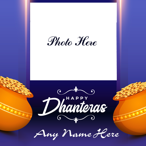 Happy Dhanteras 2025 Wishes Card with Name Custom Edit