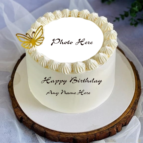 Butterfly Birthday Cake Design With Name And Photo Personalization