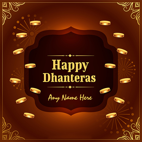 Custom Happy Dhanteras 2025 Wishes Card With Name Editor