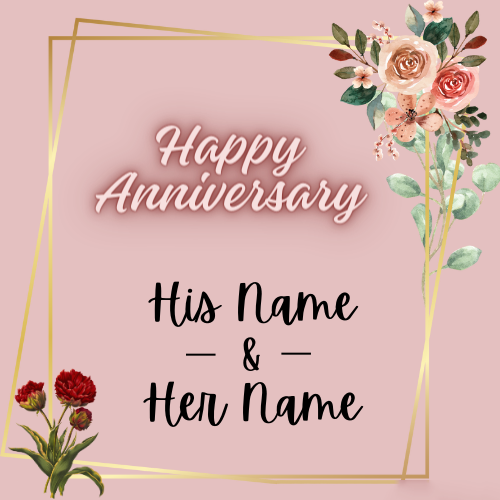 Happy Anniversary Card with His and Her Name Custom Edit