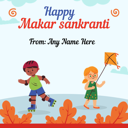 Happy Makar Sankranti 2025 Greeting Card with Name Custom Edit