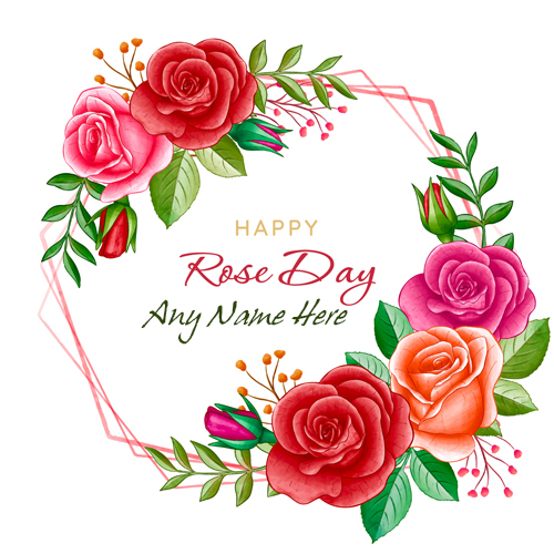 Unique Happy Rose Day Card With Custom Name Editor Online