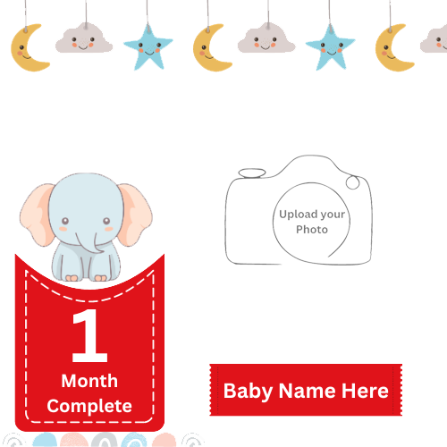 First Month Complete Greeting Card with Name and Photo Custom Edit