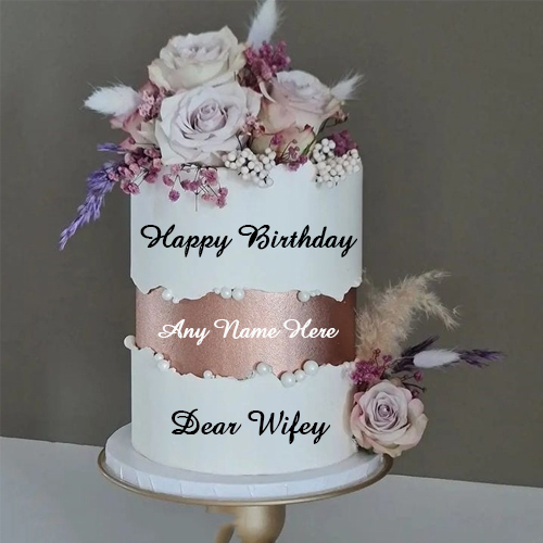 Happy Birthday Cake for Wife with Name Custom Edit