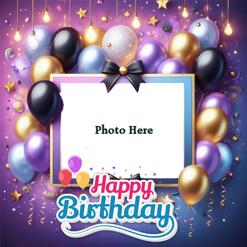 Create Happy Birthday Purple Photo Frames Online - Free Editor