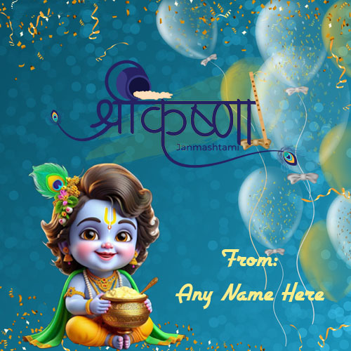 Happy Janmashtami 2025 Card with Name Customization Online