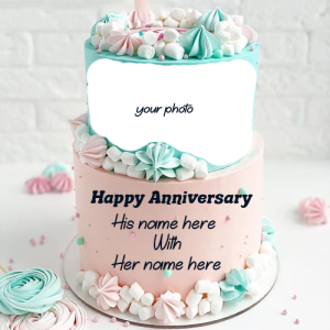 Happy Anniversary Cake with Name and Photo Editing Online