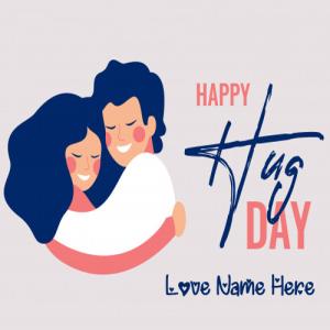 Happy Hug Day Greeting Card with Name Image