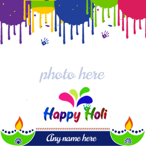 Happy Holi Greeting Card 2025 with Name and Photo Editing