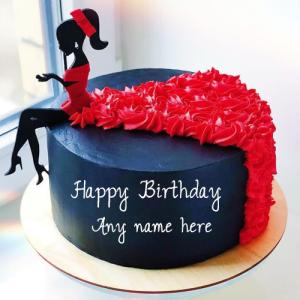 Lovely Happy Birthday Doll Cake with Name Customizable