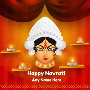 Write Name on Happy Navratri 2025 Wishes Card