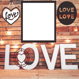 Cute Love Couple Photo Frame with Custom Couple’s Photo