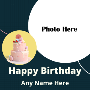 Happy Birthday Wishes Card with Photo Frame and Name