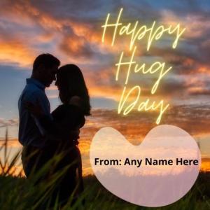 Create Happy Hug Day Card with Name and Picture Editing