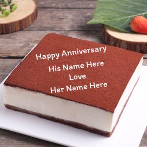 Happy Anniversary Chocolate Cake with Couple’s Name Editor