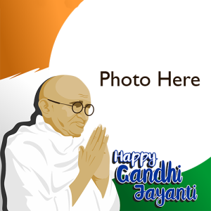 Happy Gandhi Jayanti Image Card with Photo Customization