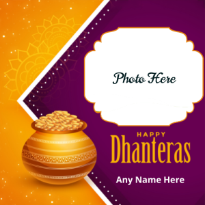 Happy Dhanteras Card with Name and Photo Free Download