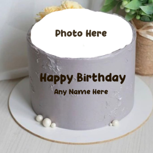 Create Silver Happy Birthday Cake with Name and Photo Editing